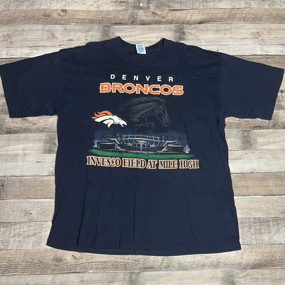 Denver Broncos Shirt Size XL Blue Vintage NFL Football Sportswear Invesco Field